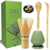 Matcha Set- 4-Teiliges Setmatcha Pulver Set- Matcha Besen Set Matcha Gläser、Matcha Besen Halter、Matcha-Besen Japanisches Zubehör für die Matcha-Zeremonie