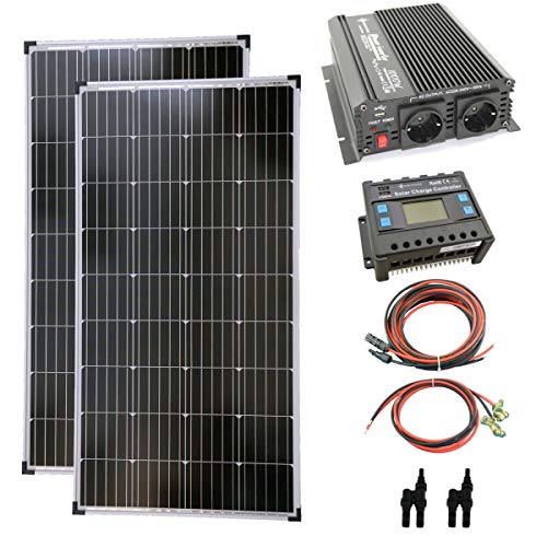 solartronics Komplettset 2x130 Watt Solarmodul 1000 Watt Wandler Laderegler Photovoltaik Inselanlage