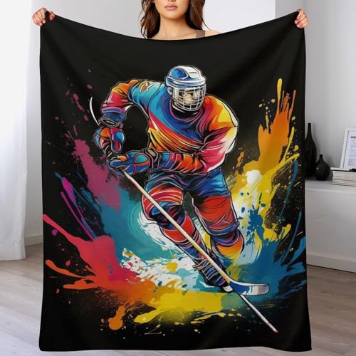 AAPZY Eishockey Blanket Weiche Flannel Fleece Decke Für Kinder Und Erwachsener, Vier Jahreszeiten Wohndecke Für Bett/Couch （150×200cm）