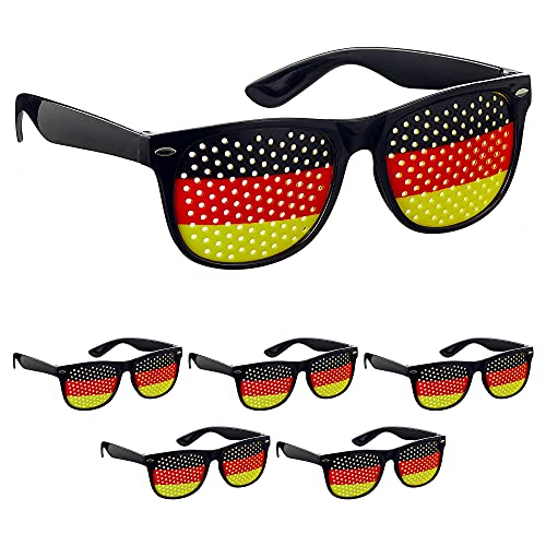 Cepewa Fanartikel WM EM │6er Set Brille Sonnenbrille Fanbrille │Fanmeile Public Viewing │schwarz rot Gold (6 x Brille Deutschland)