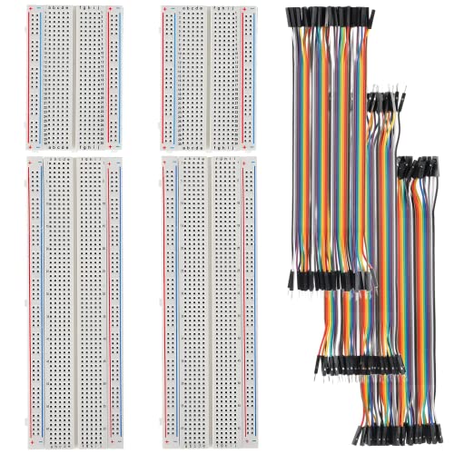 HUAREW Breadboard Dupont Wires Kit 830 Points Steckbrett 400 Points Steckplatine und 21cm Female zu Female Male zu Female Male zu Male Jump Wire Kabel für Arduino