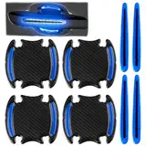 8 Stück Auto Türgriff Kratzschutz, Auto Türgriff Tasse Lack Schutzfolie Universelle Reflektierend Kohlefaser Autotür Griffe Aufkleber Türgriff Lackschutzfolie Lack Guard Abdeckung Griffschalen Blau