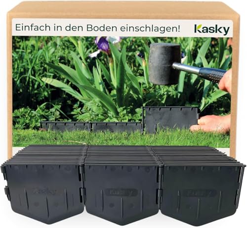 Leicht zu verarbeitende Rasenkante Kunststoff - Einfach einschlagen, Keine Gräben ausheben - Sehr Stabile & Flexible Beeteinfassung - Unsichtbare Beetumrandung aus recyceltem Plastik - 2,14 m