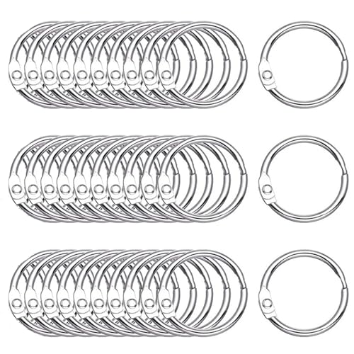 Binderinge, 30 Stück, 25 mm, lose Blätter, Ringe für Karteikarten, Büro, Schule, Zuhause, Papiere, Schlüsselanhänger und Duschvorhang Schulanfang (30 Stück)