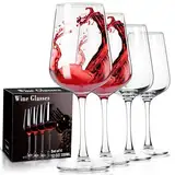 ParaCity Weingläser 4er Set, mundgeblasene Weingläser, klares Glas, Weinglas mit langem Stiel für Rot- und Weißwein, 12oz-Gläser für Frauen, Männer, Hochzeit und Geburtstag, Weihnachtsgeschenke