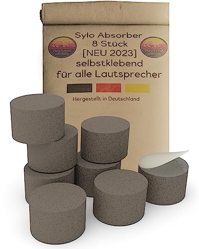 PolySound® Resonanzdämpfer OneforAll - 8 Stück - Farbe: grau (effektiver Resonanzdämpfer/Absorber für kleine und größere Geräte, Lautsprecher)