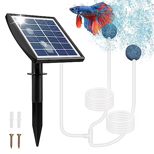 Weinsamkeit Teichbelüfter Solar, 2W Sauerstoffpumpe für Teich Solar mit 2200mAh Akku, Teich Luftpumpe mit Sauerstoffrohr und Luftblasenstein, Luftpumpe Aquarium Oxygenator für Teich Pool