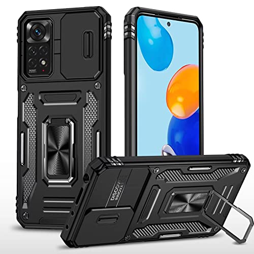 YKNIUFLY Handyhülle für Xiaomi Redmi Note 12R Hülle, Robust, sturzsicher, Hinterer Ringhalter, Rundumschutz Cover Schutzhülle für Xiaomi Redmi Note 12R.(Schwarz)