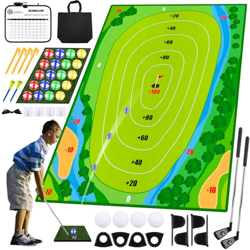 Auney Minigolf Kinder Outdoor Indoor,50PCS Golf Game Set mit 4 Bunten Golfschläger,20 Bälle,2 Golf Schlagmatten, Mini Golf Set Outdoor Spielzeug ab 3 4 5 6 7 8 9 10 Jahre