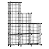 AWTATOS Regal 9 Regal Drahtwürfel Stapelbarer Regal Würfel DIY Metallgitter Regal Würfelbuchregal Würfelregal Mit Türen Für Wohnzimmer, Schlafzimmer, Bad Schwarz USCIH09BE