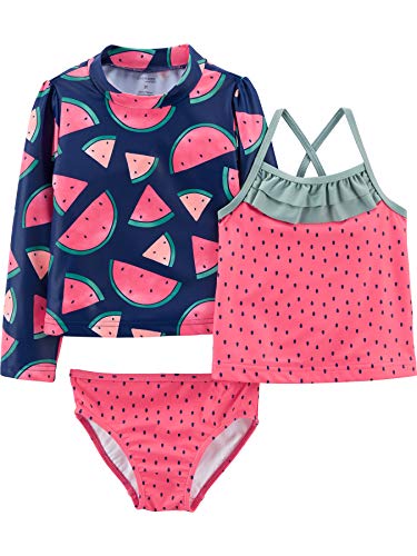 Simple Joys by Carter's Mädchen 3-piece Assorted Rashguard Rash-Guard-Set, Wassermelone, 6-9 Monate