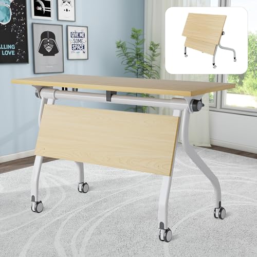 Meedlopia Klappbarer Konferenztisch, moderner, Faltbarer rechteckiger Seminar- und Schulungstisch für den gewerblichen Gebrauch mit Rädern, 55,1 L x 23,6 B 29,5 H (1 Packung)