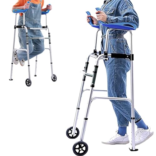 Faltbarer Rollator Aluminium Mit Rollen, Gehhilfen Senioren Klappbar, Höhenverstellbare Gehhilfe, Ergonomische Griffe, Maximale Mobilität & Komfort Im Außenbereich