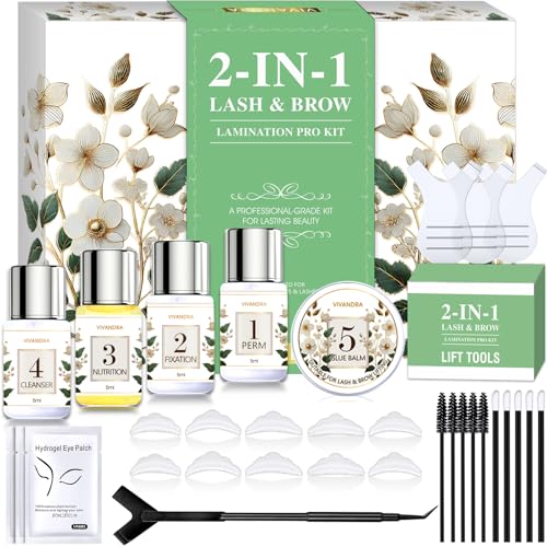 2-IN-1 Wimpernlifting Set & Augenbrauen Lifting Set – Professionelles Lash Lifting Set & Brow Lifting Set für vollere Brauen & langanhaltenden Schwung, DIY-Kit in Salonqualität mit einfacher Anleitung