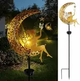 Solarlampe für Außen Garten, Mond Solarlampen für Außen Gartendeko, Solar LED Glaskugel Gartenleuchte Wasserdichte Solarleuchten für Draußen Garten Terrasse Balkon Hof Rasen Geschenke für Frauen