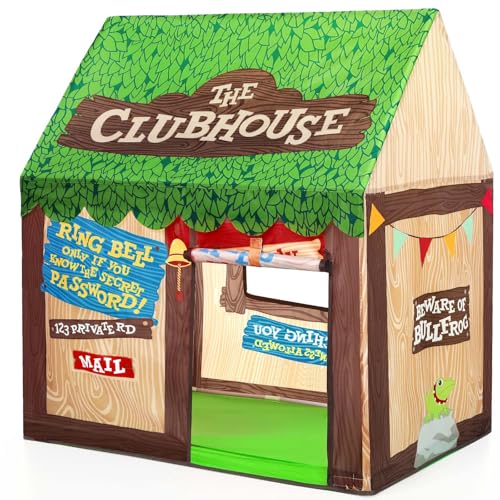 SweHouse Spielhaus Kinder Indoor - Kinderzelt mit aufrollbarer Tür und Fenstern für Spielbereich Dekor - Spielzelt für Drinnen ab 3 Jahre Green