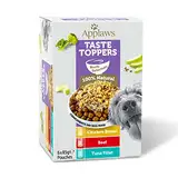 Applaws Premium Natural Nassfutter für Hunde, getreidefreie Auswahl an Fleisch und Fisch in Brühe, Topping für Hunde 6 x 85g Packung