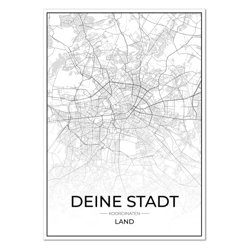 Vacentures® Stadtposter - Jede Stadt - Jeder Ort Weltweit Auswählbar - Poster deiner Lieblingsstadt