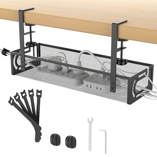Cinati Kabelmanagement-Tablett für den Schreibtisch, ohne Bohren, Kabelablage mit Klemme für Schreibtisch-Kabelmanagement, Schreibtisch-Kabelmanagementbox für Büro, Zuhause, Keine Schäden am