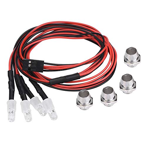 RC Auto Led-leuchten, 4 Stücke 5mm Scheinwerfer Rücklicht Scheinwerfer Set für 1/10 Modell Auto LKW Zubehör(13# weißes Licht + rotes Licht)