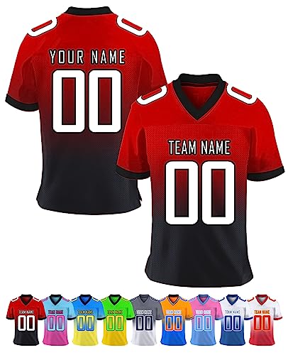 Personalisiert American-Football-Trikot Herren-Sporthemden, Personalisierte Schnelltrocknend Atmungsaktiv T-Shirt kurzärmelig und fügen Sie den Teamnamen für Männer Damen Kinder, S ~ 7XL