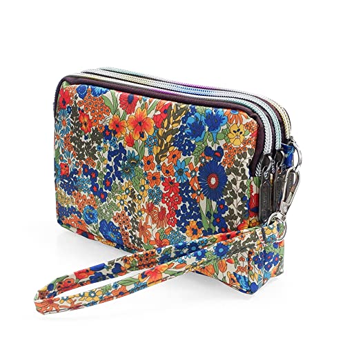 conisy Damen Clutch Geldbörse mit Ethno Blumen Muster,Lang Groß Kapizität Wasserdicht Beutel mit Reißverschluss (WH-N01)