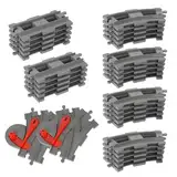 Bausteine Zug Schienen Set, 32PCS Spielzeug Eisenbahnschienen, City Eisenbahn Schienen, Bestehend aus Cross Track Gerade, Kurven Schienen, City Zug Schienen Set für Kinderspielzeug Jungen Mädchen