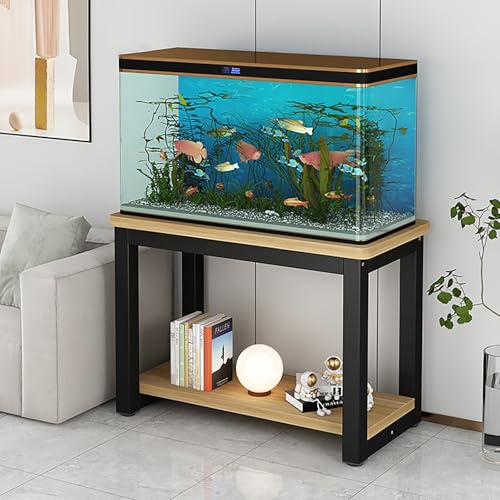 DKPLOE Aquariumständer 2 Schichten Unterschrank Aquarium Multifunktionaler Stauraum Mit Großer Kapazität Stabile Struktur Starke Tragfähigkeit Geeignet für Den Innenbereich Zu Hause(Black-B,60x30x60cm