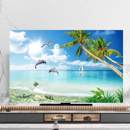 Tv-Abdeckung Für Den Innenbereich, LCD/led-tv-staubschutz, Art Cover 32–85 Zoll, Wasserdichter Tv-abdeckungsstoff, Schutzhülle Für Flüssigkristall-Display(Size:85IN(W195xH115CM),Color:A)