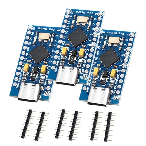 Pro Micro Boards mit 32u4 chip Modul Binghe 3 Stücke Pro Micro Pro Mini 5V/16MHz Mikrocontroller Entwicklungsboard Selbst USB Updater Typ-C Schnittstelle kompatibel mit Arduino