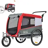 Papilioshop Zeta – 2-in-1 Fahrradanhänger und Kinderwagen für Hunde und Haustiere, Klappbar, Leicht und Stabil, Perfekt für Tiertransport und Spaziergänge (L-rot)