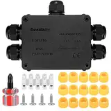 Abzweigdose IP68 Wasserdichte, Verteilerdose Kabelverbinder, 5-Wege Klemmdose Aussen, Verbindungsdose Stromverteiler Außen Wasserdicht für Ø4mm-8mm und Ø9mm-12mm Kabeldurchmesser