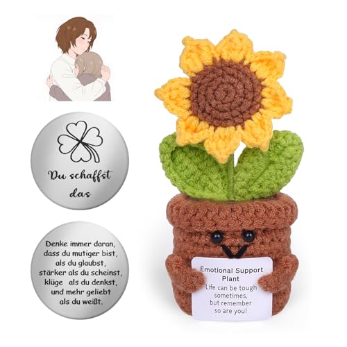 YYAQZD Pocket Hug Positive Sonnenblumen Kleine Geschenke, Positive Kartoffel Puppe und Kleine Umarmung Glücksbringer (Silber), Mutmacher Geschenk, Gute Besserung Geschenk,Geburtstagsgeschenk