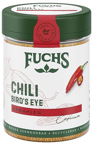 Fuchs Gewürze - Chili Bird's Eye gemahlen - für scharfe asiatische Speisen, Wokgerichte oder Sambals - natürliche Zutaten - 50 g in wiederverwendbarer, recyclebarer Dose