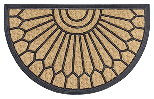 Hanse Home Kokos & Gummi Fußmatte Halbrund für Innen und Außen - Outdoor Schmutzfangmatte Natur, Kokosmatte Outdoor Ornamente, Wetterfest und rutschfest für Flur, Terrasse, Eingangsbereich - 45x75cm