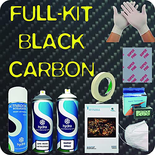 KOMPLETTES BLACK CARBON STARTERSET Wassertransferdruck Folie Aktivator Wtd Wtp Starter Film Hydrographics Water Transfer Printing Activator Kit Set Hydrodipping Hydroprinting Hydrodip Hydro Graphics