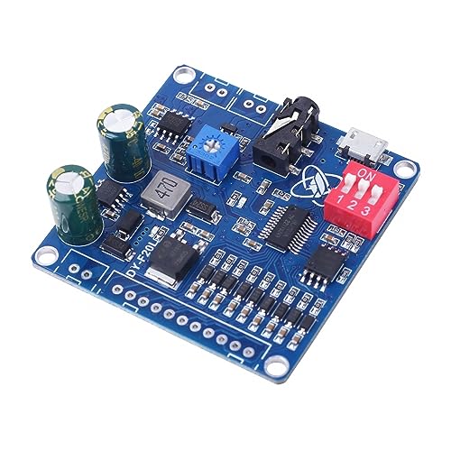 Voice MP3 Player Module, DY-F20L DC 12V/24V 20W Mono Sprachwiedergabemodul 9CH Musikleistung Digitalverstärker 32Mbit Flash MP3 WAV UART Controller für Arduino