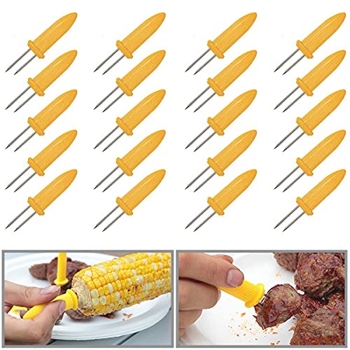 20 PCS Maiskolbenspieße, Maiskolbenhalter Grillzubehör Edelstahl Maishalter Maiskolben Nadel Schaschlikspieße Food Fruit Forks Outdoor