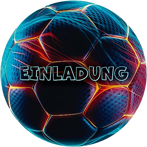 Moosthaler 12x Fussball Einladungskarten Kindergeburtstag - Coole Kinder Einladung zum Geburtstag für Jungs und Mädchen - Deko