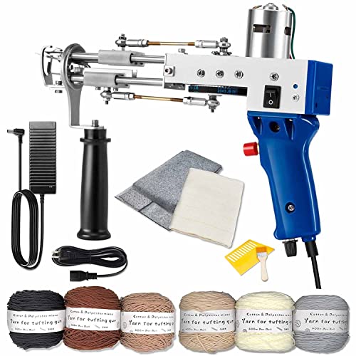 LYFDPN Tufting-Pistolen-Schneidflor-Teppichpistolen-Maschinen-Starter-Kit, Teppich-Tufting-Kit, elektrische Tufting-Pistolen-Teppichweb- und Beflockungsmaschine (Blue)