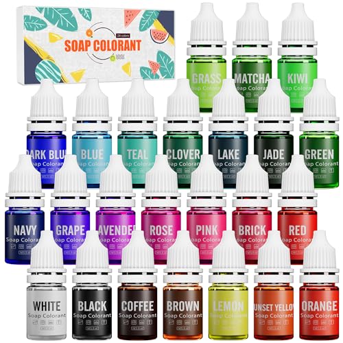 Seifenfarbe - 24 Farben Flüssig Konzentriert Seifen Farben für DIY Seifenherstellung, Badebomben - Lebensmittelqualität Seifenfarben Badebombe Farbe Pigment für Handgemachte Seife, Kunsthandwerk