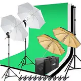 HAKUTATZ® Hintergrund Fotostudio Set 5-in-1 Reflektor Fotoschirm Fotoleinwand Fotografie Lampenstativ Greenscreen mit Ständer Set YouTube Equipment Zubehör