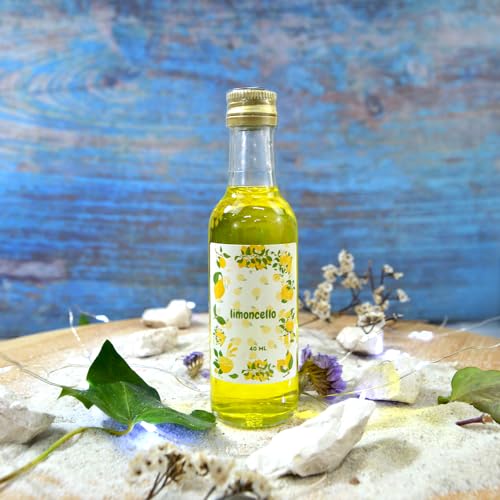 Espirito Rebelde Limoncello Mini-Flasche, 50 ml, mit Schachtel und personalisiertem Etikett – Souvenir für Hochzeit und Taufe | Niedlich | Geschenk für Hochzeit oder Gast | Kleine Flasche Alkohol