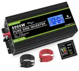 NOVOPAL 3000W Wechselrichter Spannungswandler 12v 230v Reiner Sinus mit LCD-Display und USB-Anschluss + 2AC Steckdosen mit USB-Ausgang und 5m-Fernbedienung