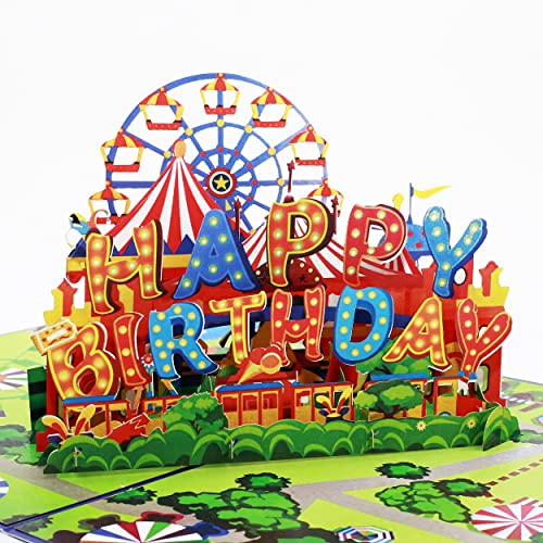 Driveloop® Geburtstagskarte 3D Pop Up mit Karnevals Grußkarte – dicke, hochwertige Geburtstagskarten mit hervorgehobenen Farben für Frau, Mann, Freundin, Kinder und Unisex