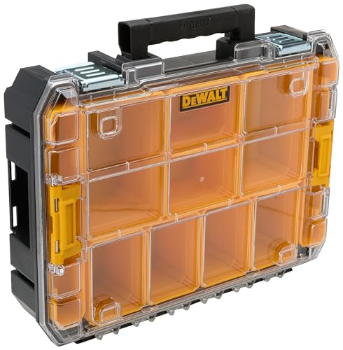 Dewalt TSTAK Organizer DWST82968-1 (spritzwassergeschützt IP54, durchsichtiger, schlagfester Deckel aus Polykarbonat, 10 Einsätzen unterschiedlicher Größe, 7,8 Liter, kompatibel mit dem TSTAK-System)