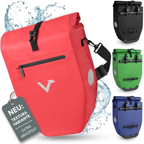 Valkental - Große & wasserdichte Gepäckträgertasche - 28L Füllvolumen - Fahrradtasche für Gepäckträger mit Reflektoren