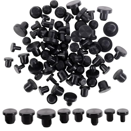 Fizdoqg 80Stk Gummistopfen Silikon Verschlussstopfen Schwarz Solider Silikonstopfen Rund Blindstopfen Silikon Weicher Flexibler Stopper für Löcher Mit 4-9.5mm Innendurchmesser Flaschen Rohre