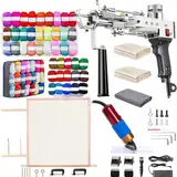BESGEER Rug Tufting Gun Starter Kit with Frame with Carpet Trimmer, Tufting Kit Complete Tufting Kit, Pile Weave Gun Kit with Carpet Trimmer and Blue Carving Frame (Black)