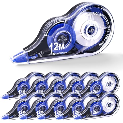 Jewan Korrekturroller Maus,10er Korrekturmaus,12m x 5mm Korrekturband mit Schutzkappe&Fenster Korrigieren Roller, Ideal für das Büro, das Home Office oder die Schule